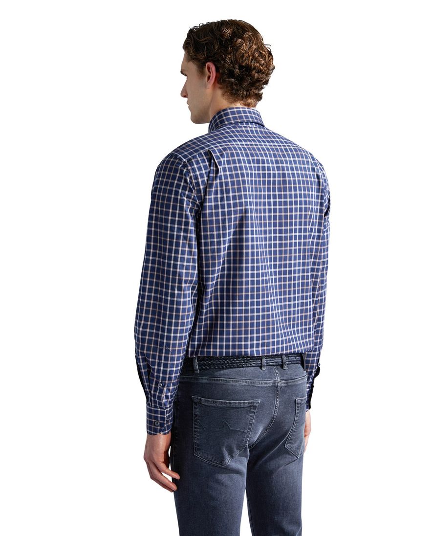 Paul & Shark overhemd donkerblauw geruit