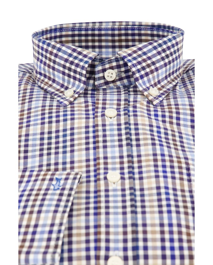 Paul & Shark overhemd katoen donkerblauw geruit