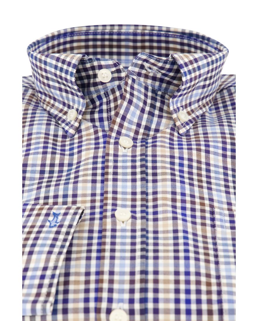 Paul & Shark overhemd katoen donkerblauw geruit