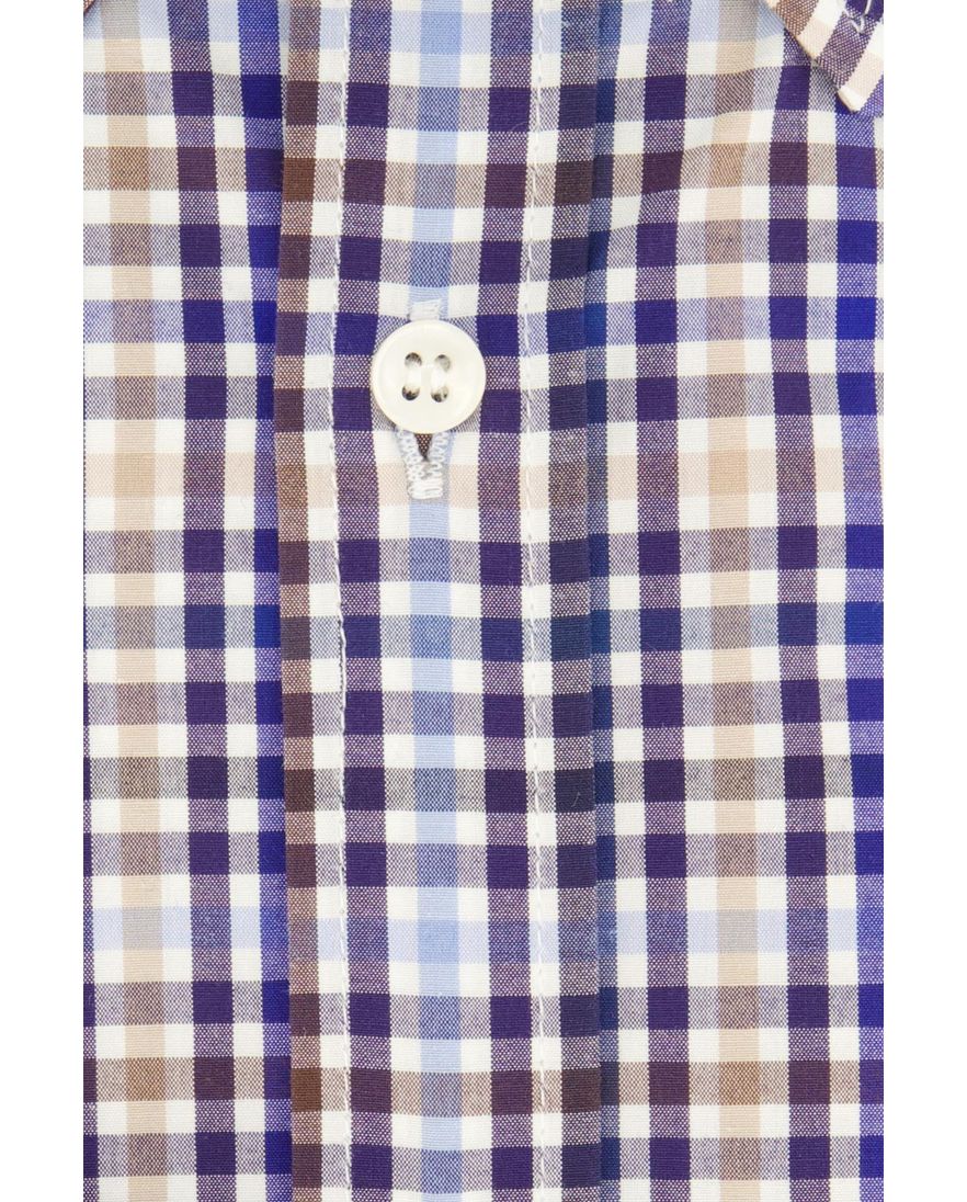 Paul & Shark overhemd katoen donkerblauw geruit