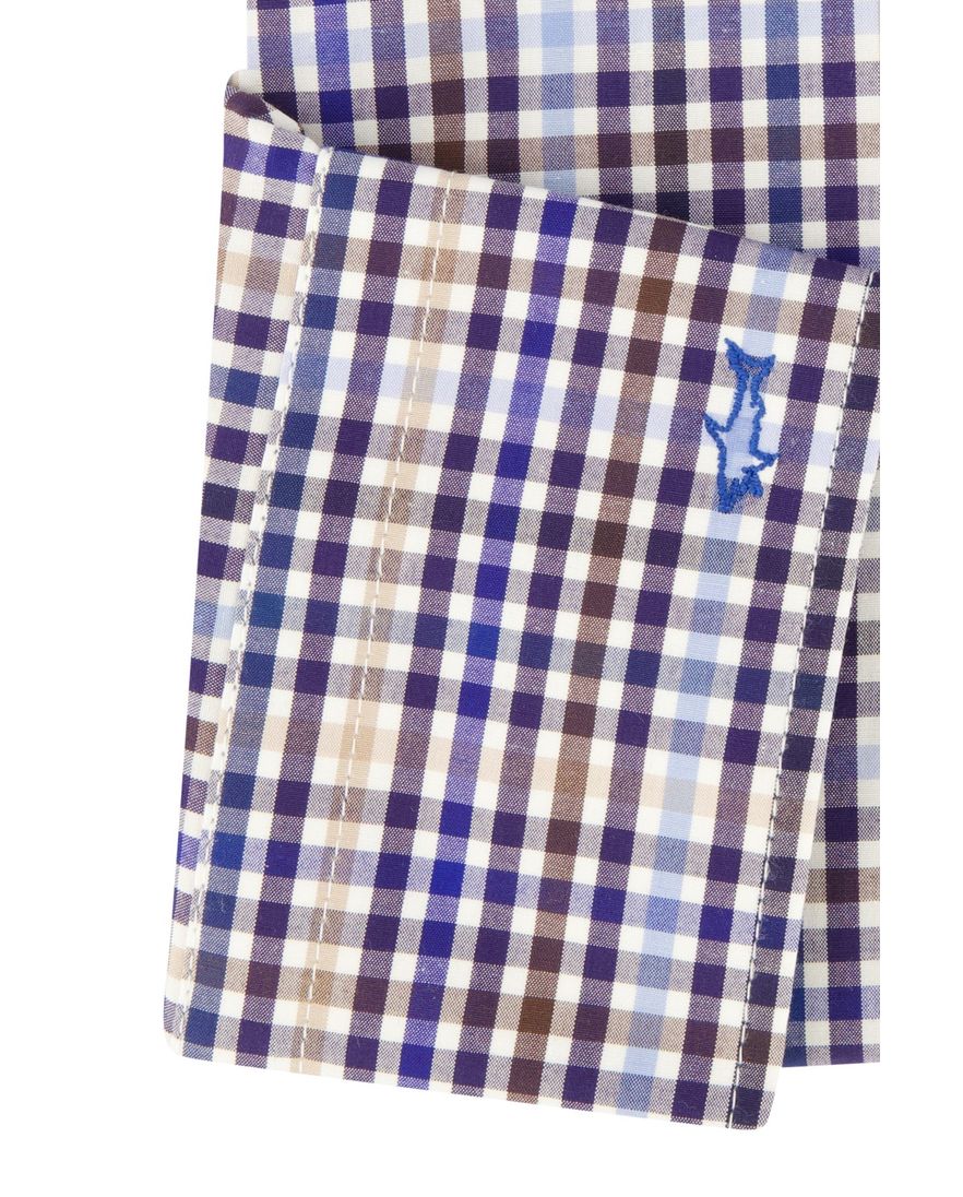 Paul & Shark overhemd katoen donkerblauw geruit