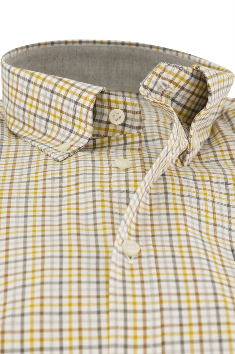 Paul & Shark overhemd geel geruit katoen
