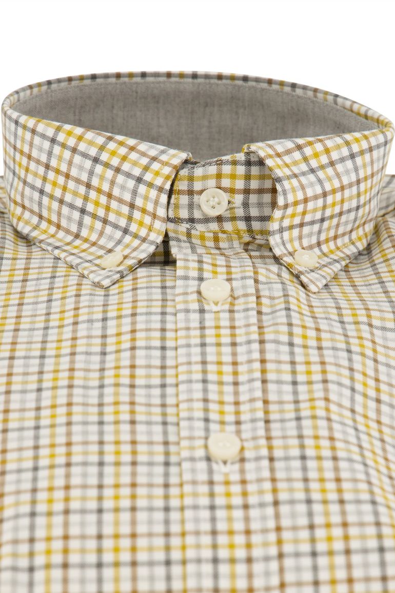 Paul & Shark overhemd geel geruit katoen