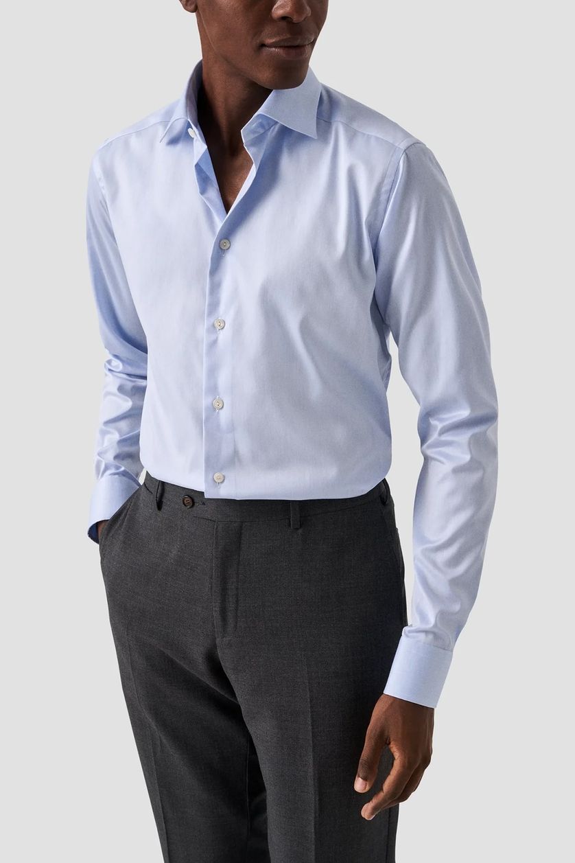 Overhemd Eton Slim Fit mouwlengte 7 lichtblauw katoen