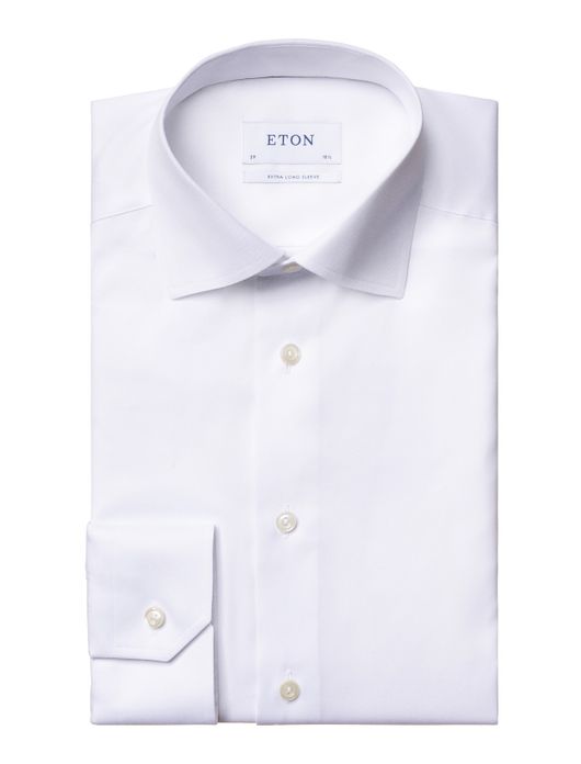 Eton overhemd mouwlengte 7 wit effen wide spread