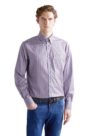 Paul & Shark Paul & Shark overhemd bruin geruit katoen