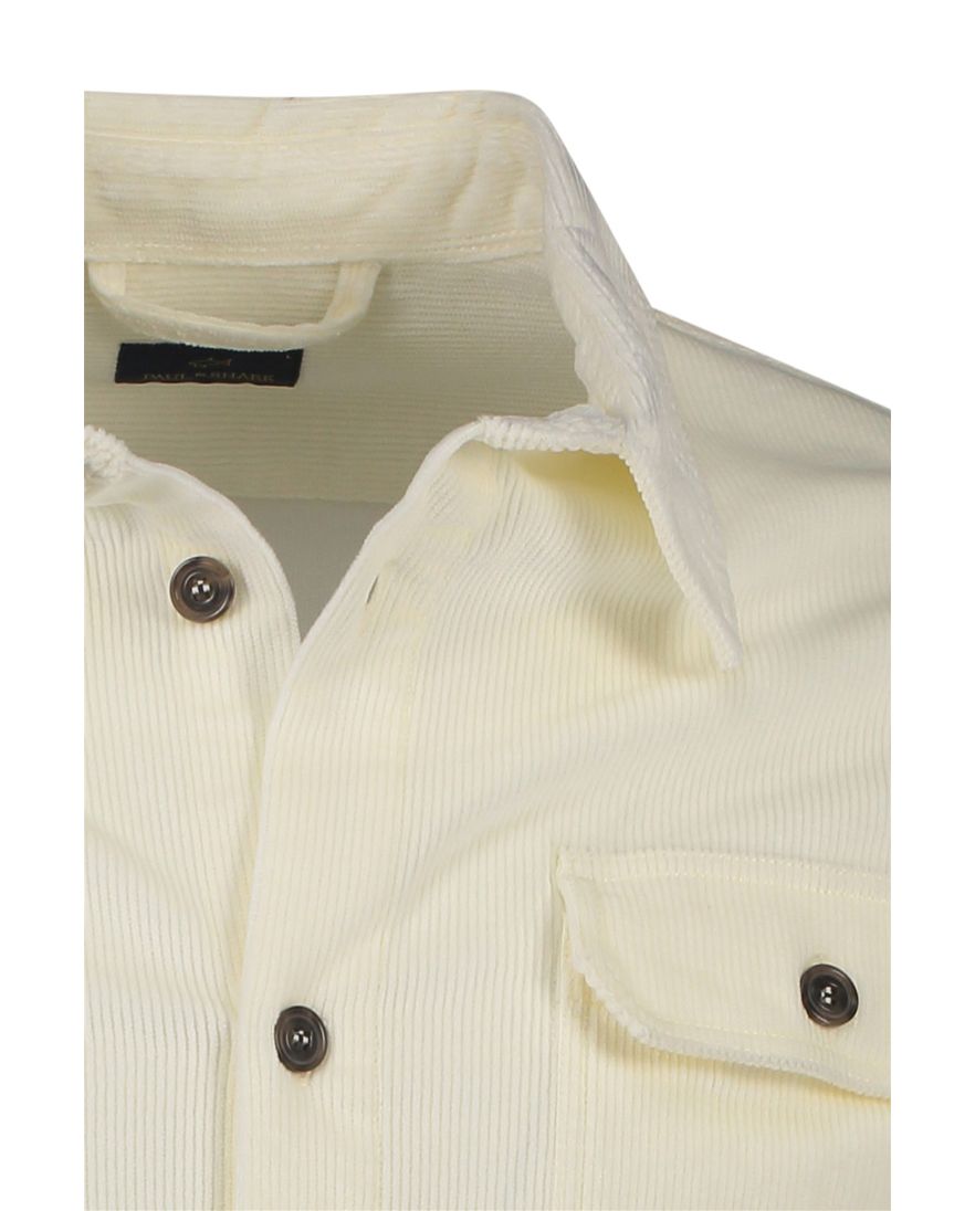 Paul & Shark overshirt creme effen dubbele borstzak