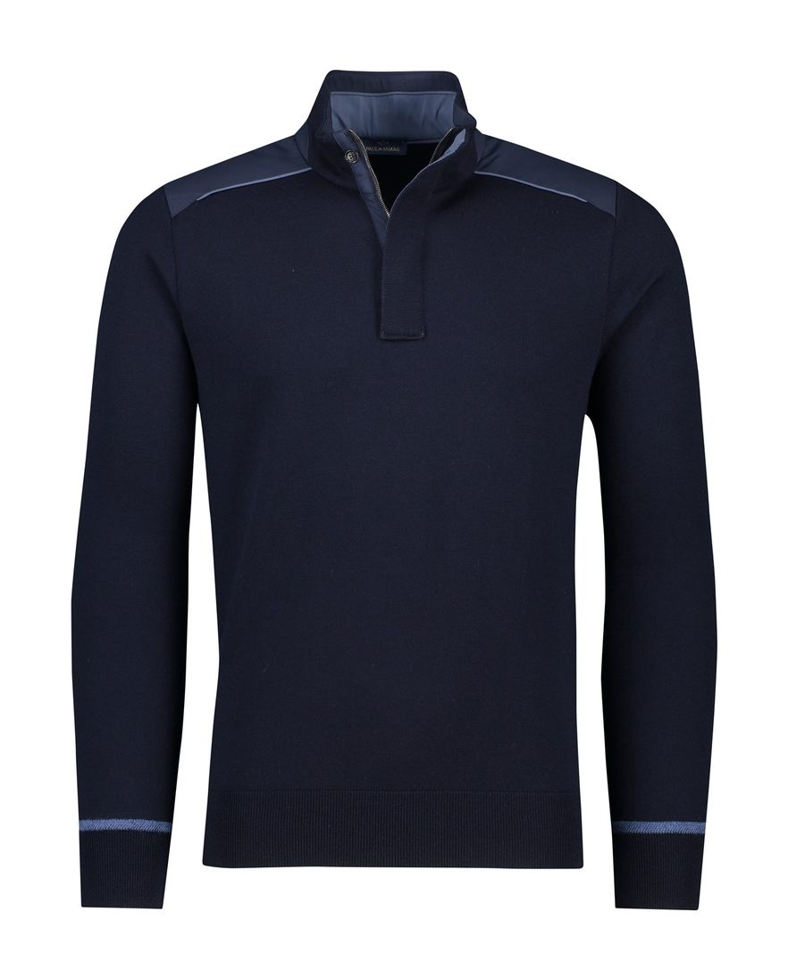 Paul & Shark trui effen donkerblauw virginwol