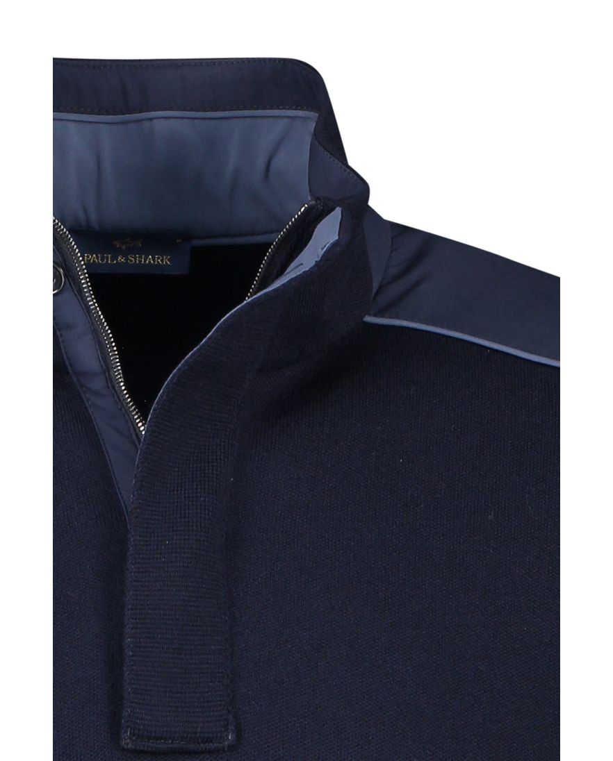 Paul & Shark trui effen donkerblauw virginwol