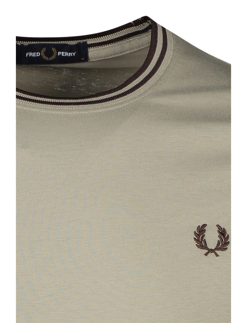 Fred Perry t-shirt effen bruin katoen