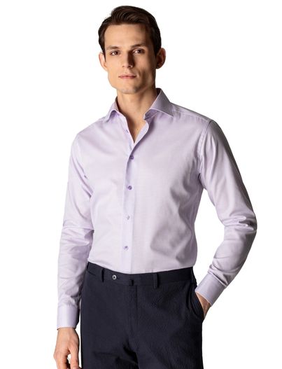 Eton Katoenen Eton overhemd effen paars slim fit
