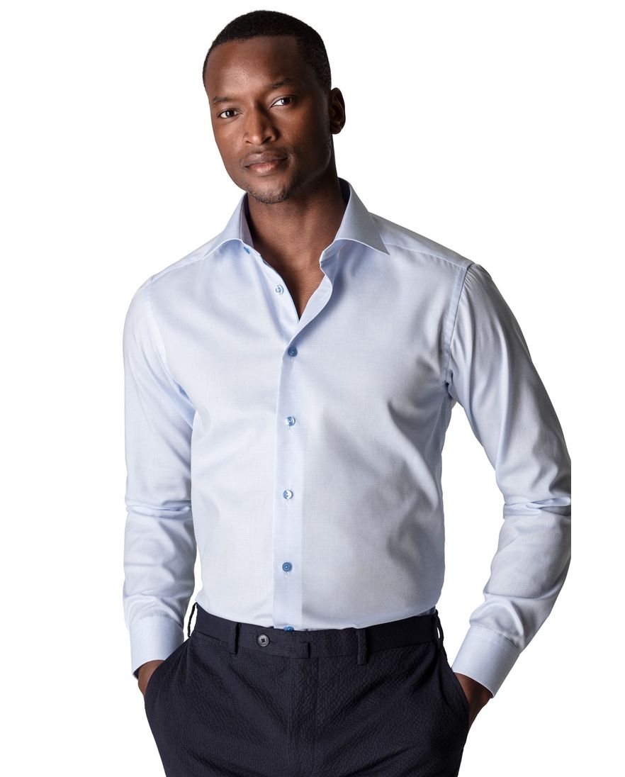 Eton patroon overhemd lichtblauw contemporary fit