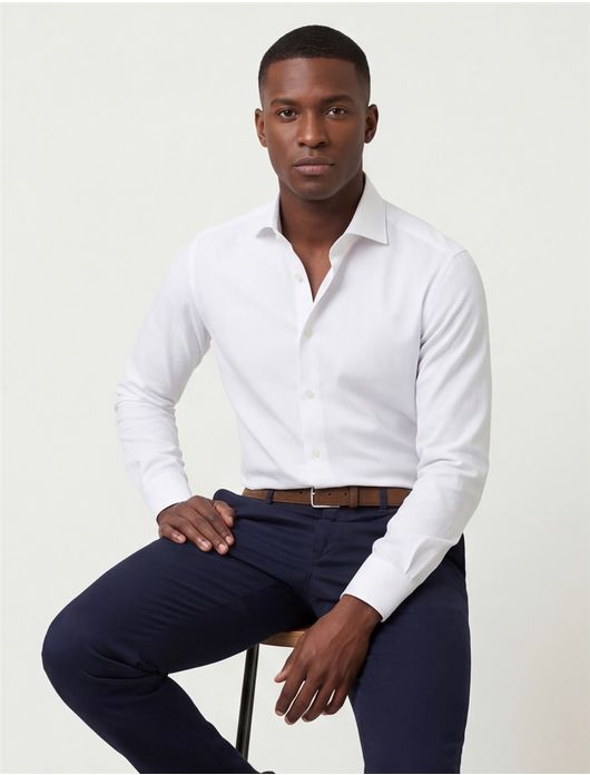 Eton overhemd Slim Fit wit Four-Way stretch