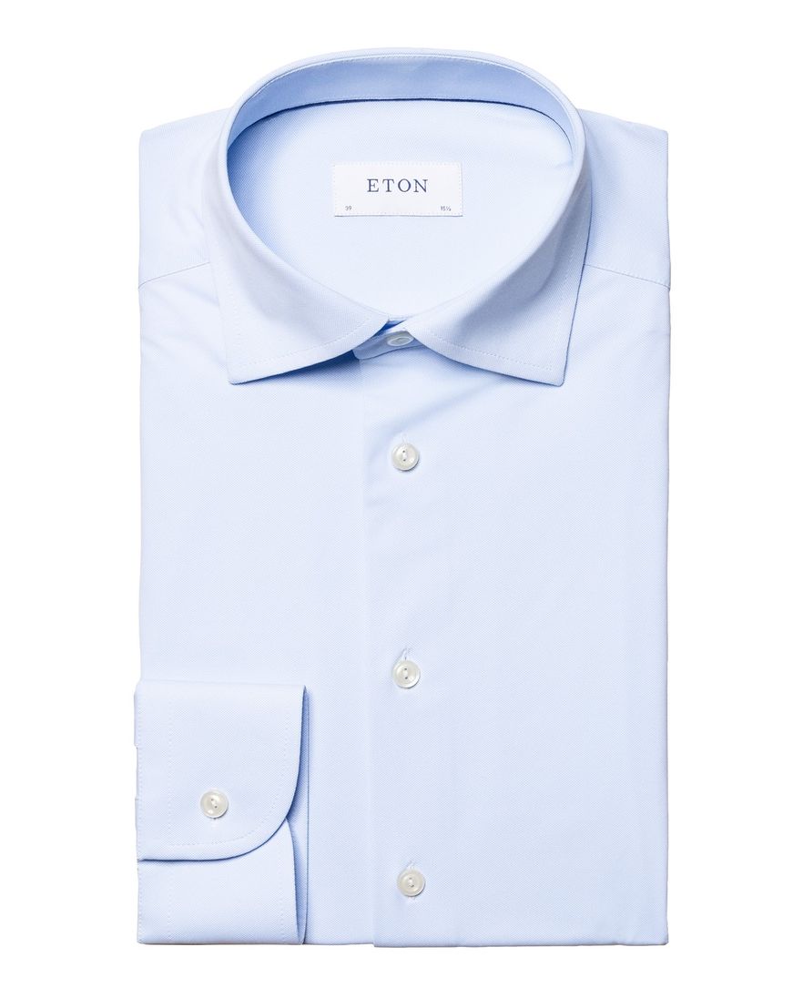 Eton overhemd effen lichtblauw slim fit katoen