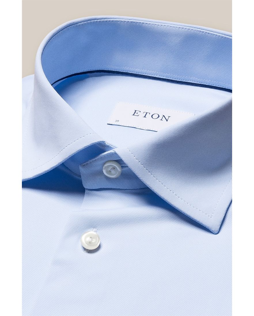 Eton overhemd effen lichtblauw slim fit katoen