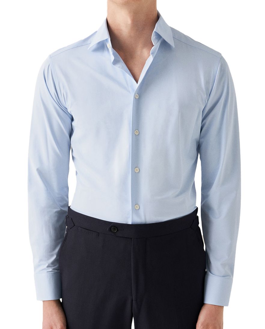 Eton overhemd effen lichtblauw slim fit katoen