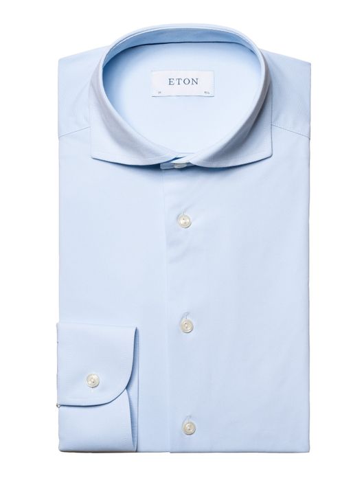 Eton overhemd lichtblauw Four-Way Stretch effen