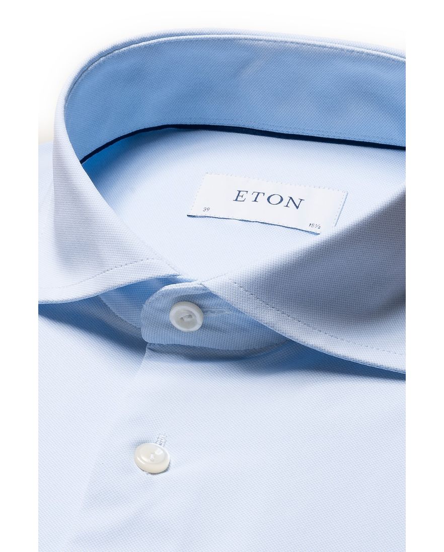 Four-Way Stretch Eton overhemd contemporary fit lichtblauw