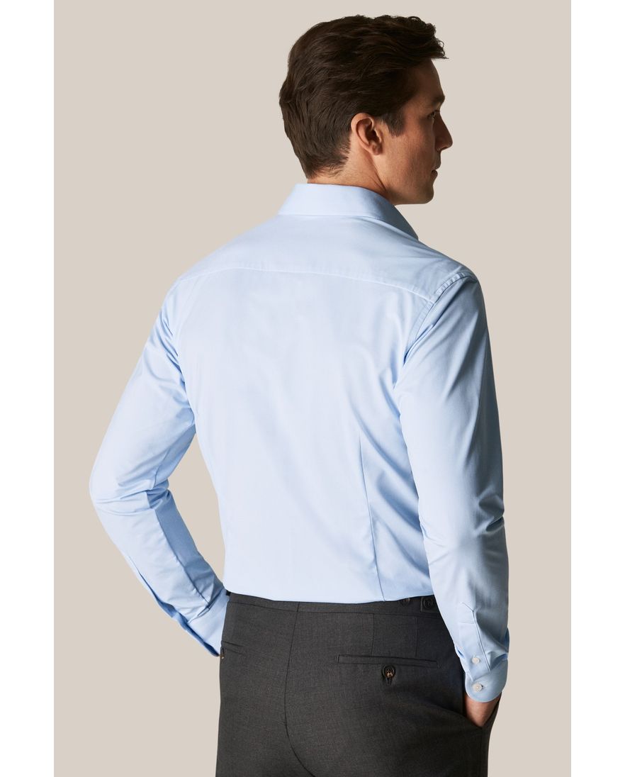 Four-Way Stretch Eton overhemd contemporary fit lichtblauw