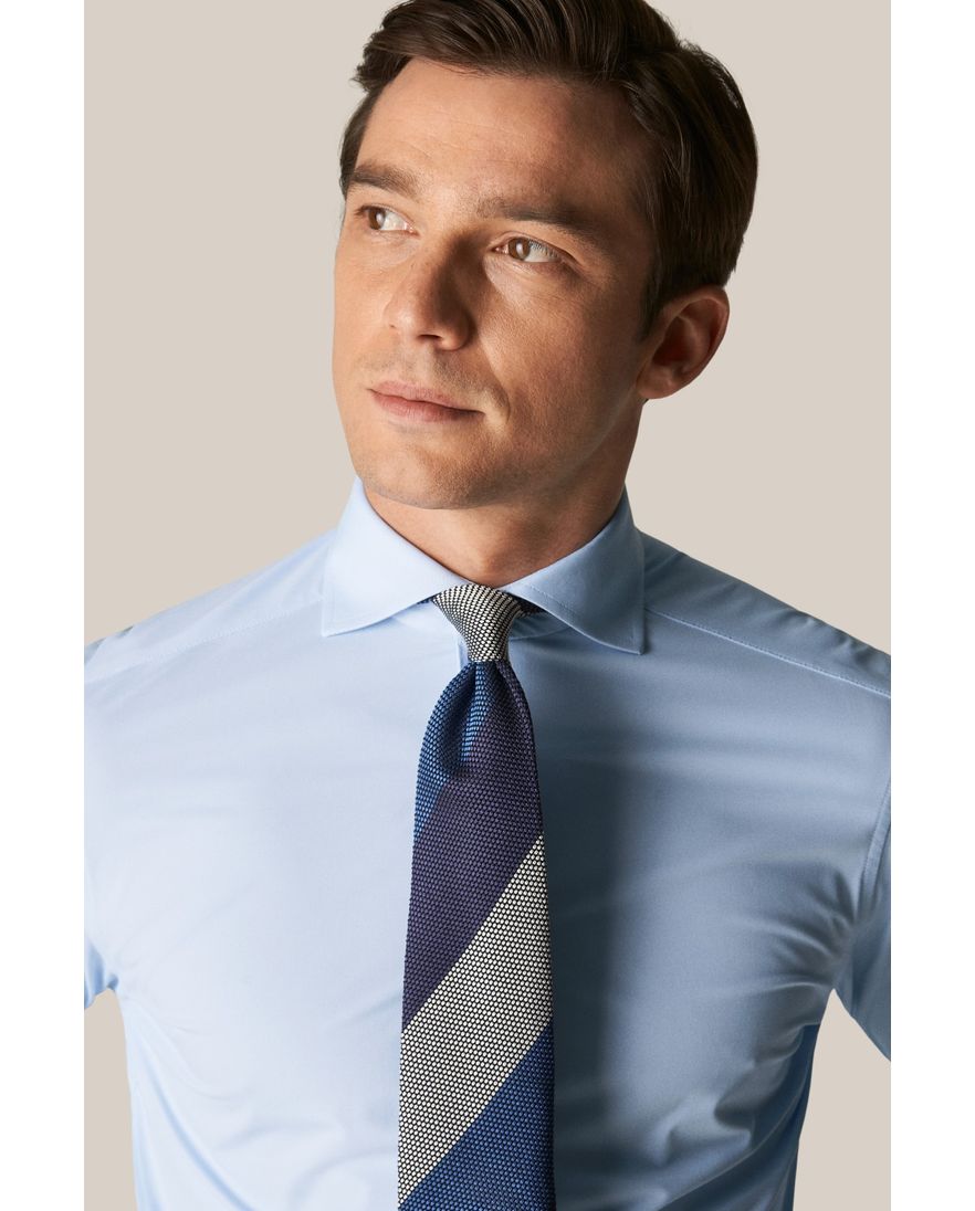 Four-Way Stretch Eton overhemd contemporary fit lichtblauw