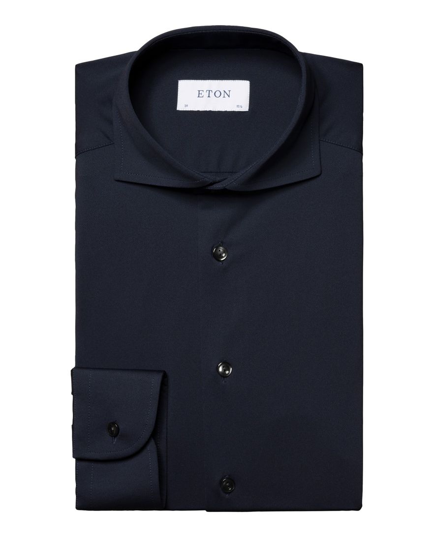 Eton overhemd navy Four-Way Stretch contemporary fit