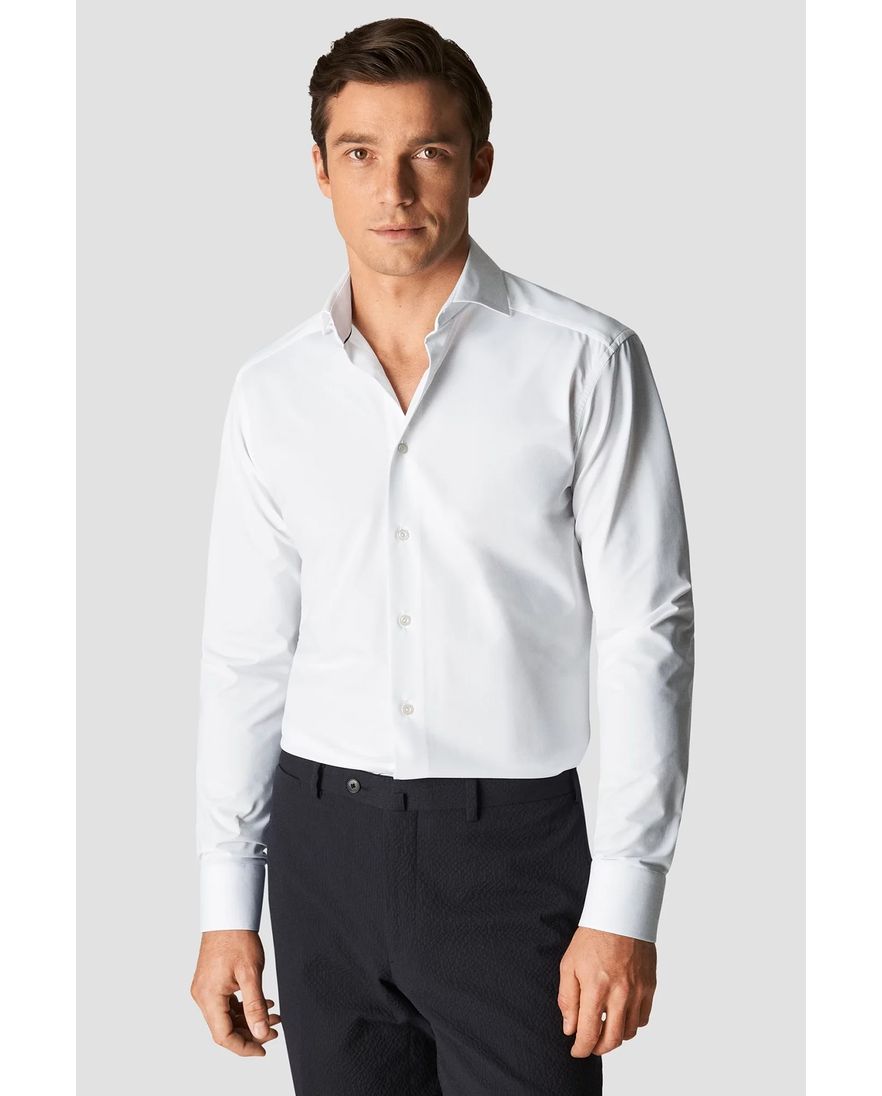 Eton overhemd slim fit wit four-way stretch