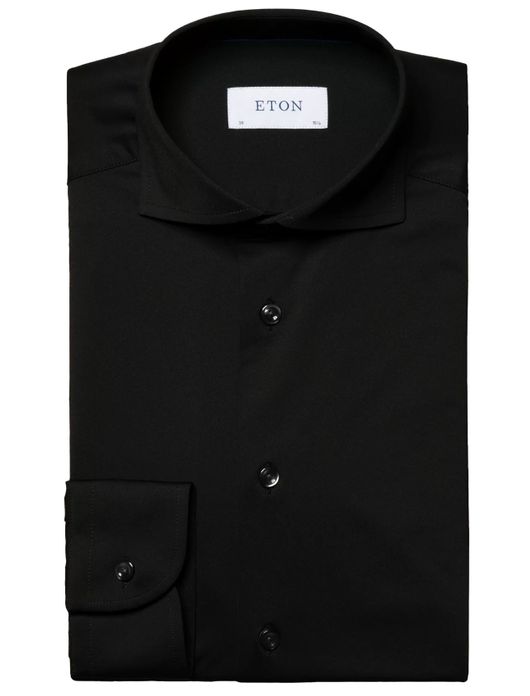 Eton overhemd Slim Fit zwart Four-Way stretch
