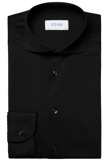 Eton Zwarte Eton Four-way stretch overhemd slim fit