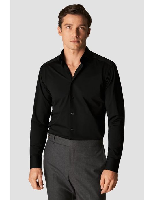 Eton overhemd Slim Fit zwart Four-Way stretch