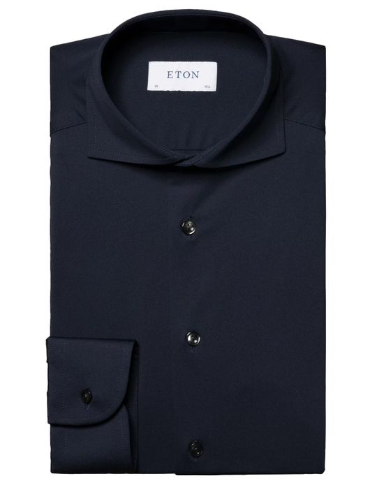 Eton overhemd navy Slim Fit Four- Way stretch