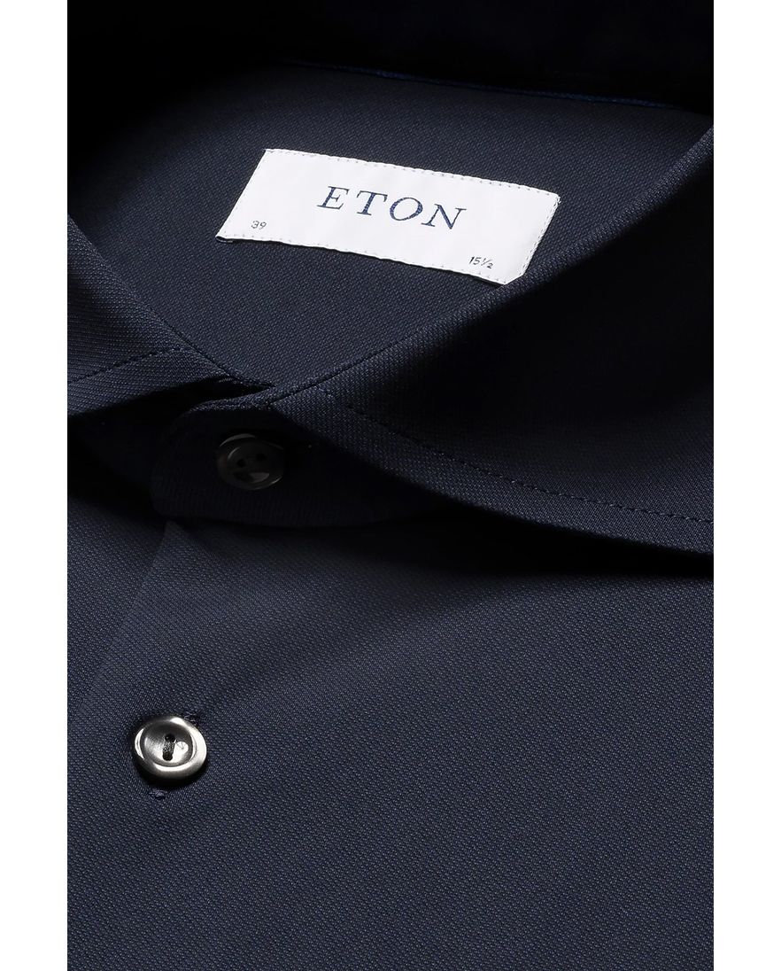 Eton slim fit overhemd donkerblauw Four-way stretch