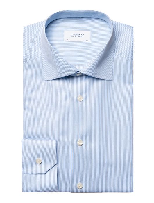 Eton overhemd blauw Slim Fit Fine Striped Signature Twill
