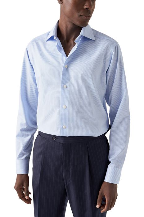 Eton overhemd blauw Slim Fit Fine Striped Signature Twill