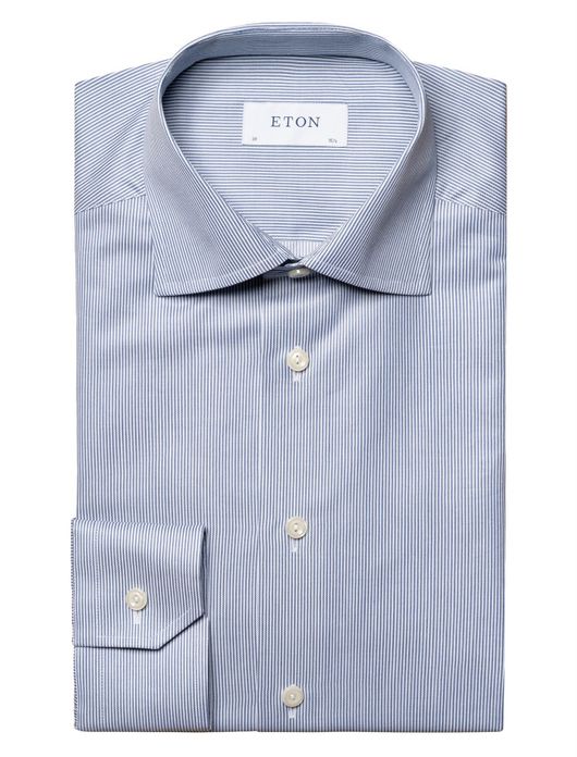Eton overhemd blauw Fine Striped Signature Twill slim fit