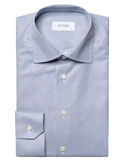 Eton Katoenen Eton overhemd gestreept blauw slim fit