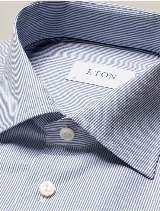 Eton overhemd blauw Fine Striped Signature Twill slim fit