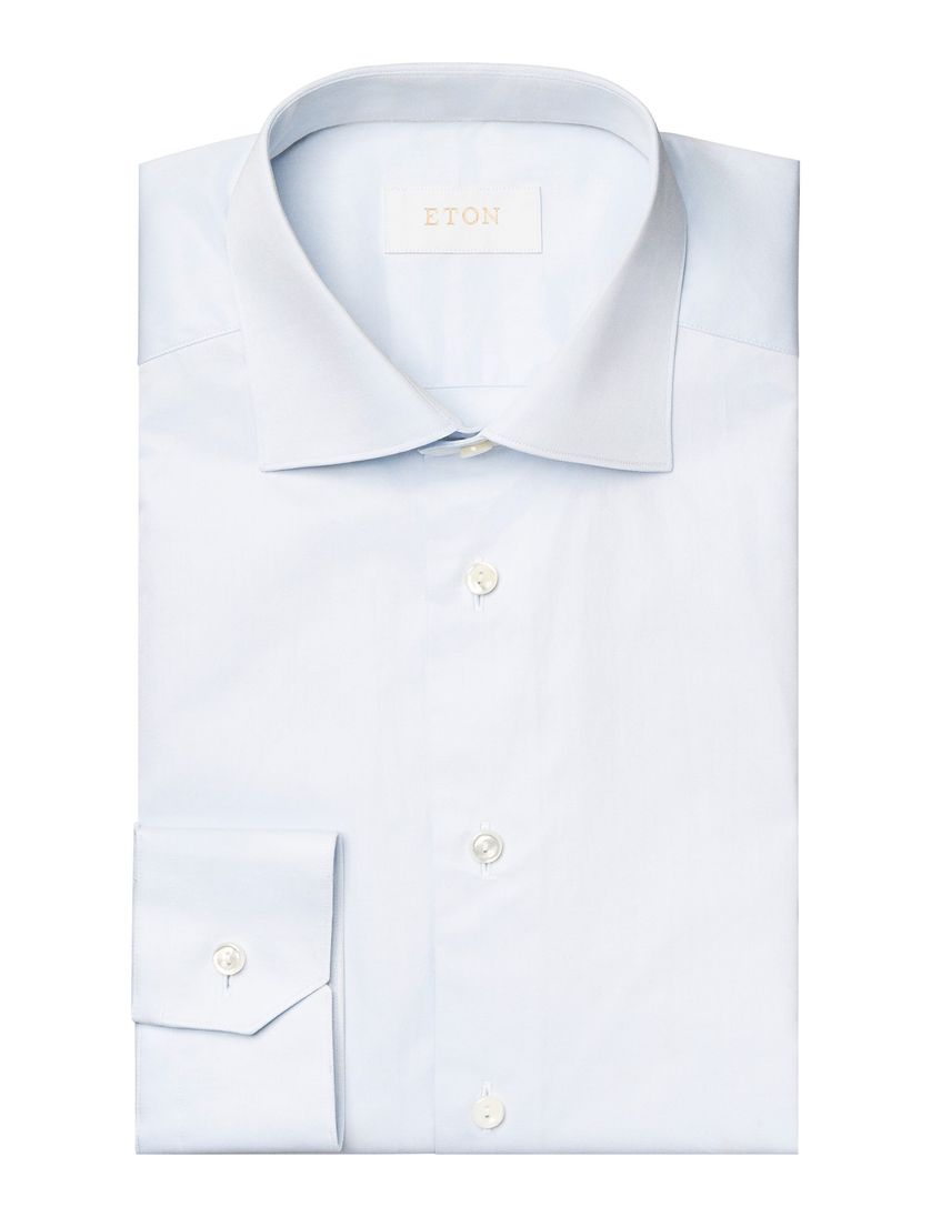 Lichtblauw Eton contemporary fit katoenen overhemd