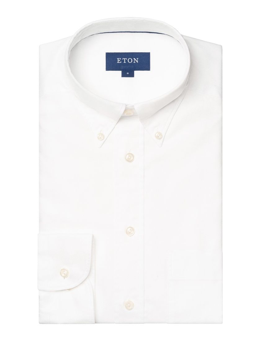 katoenen Eton overhemd wit slim fit button down slim fit