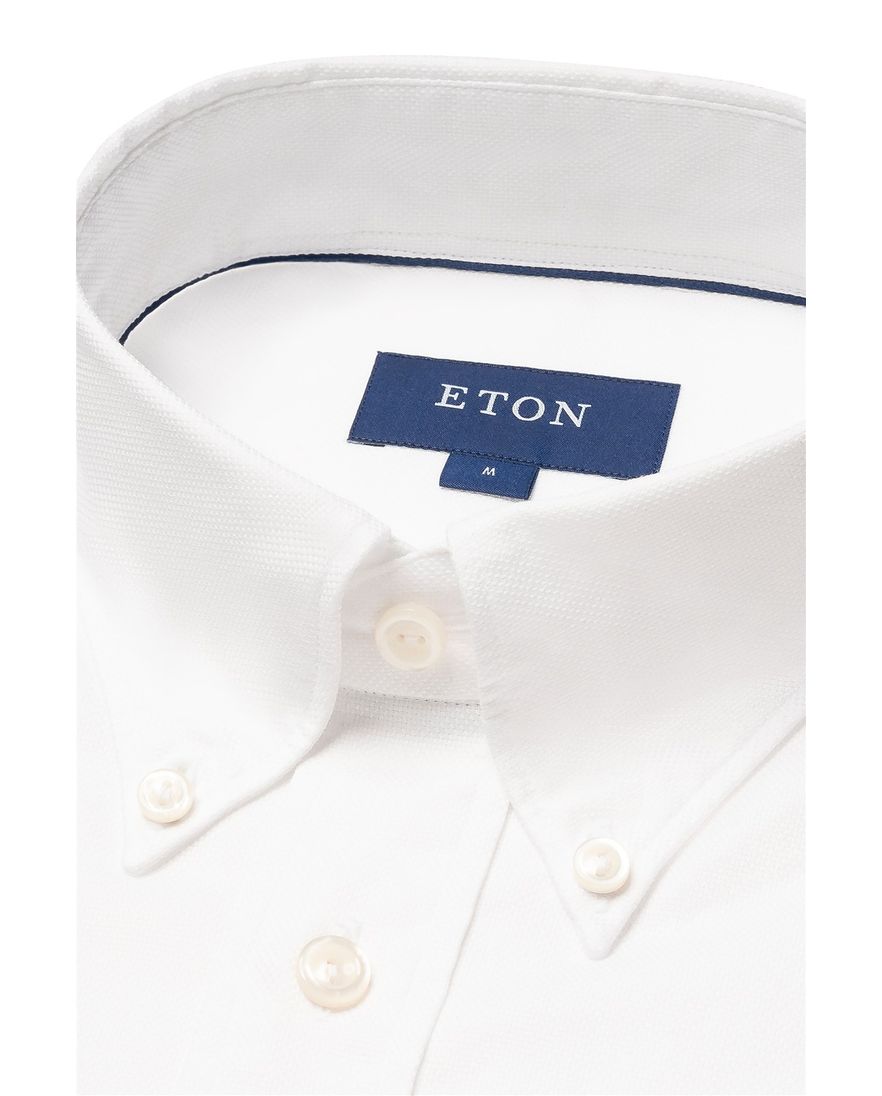 Eton overhemd effen wit slim fit button down katoen