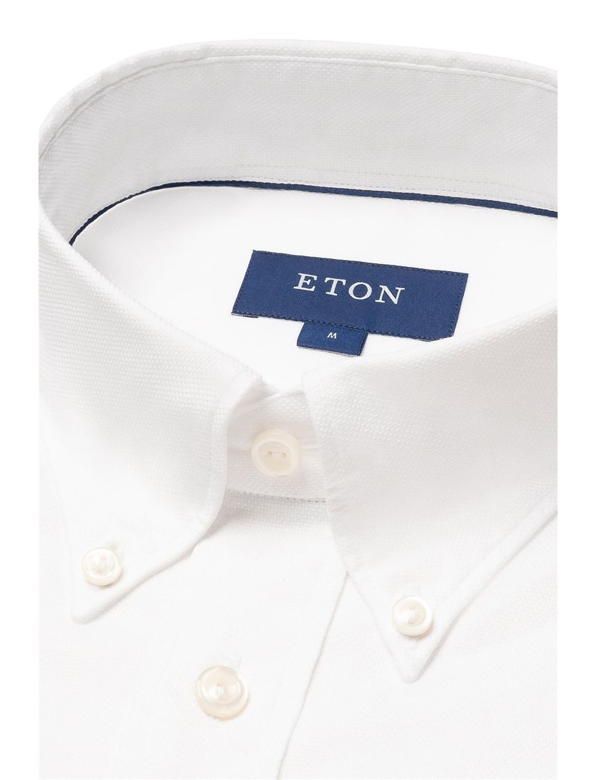 katoenen Eton overhemd wit slim fit button down slim fit