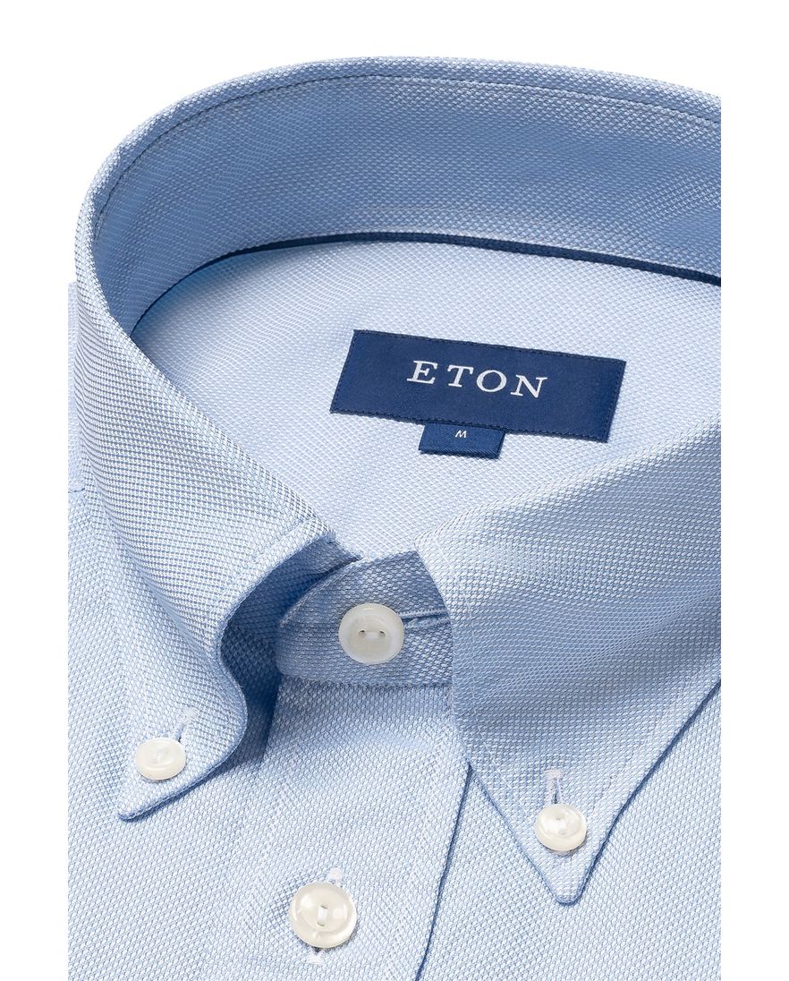 Eton overhemd effen lichtblauw button down slim fit