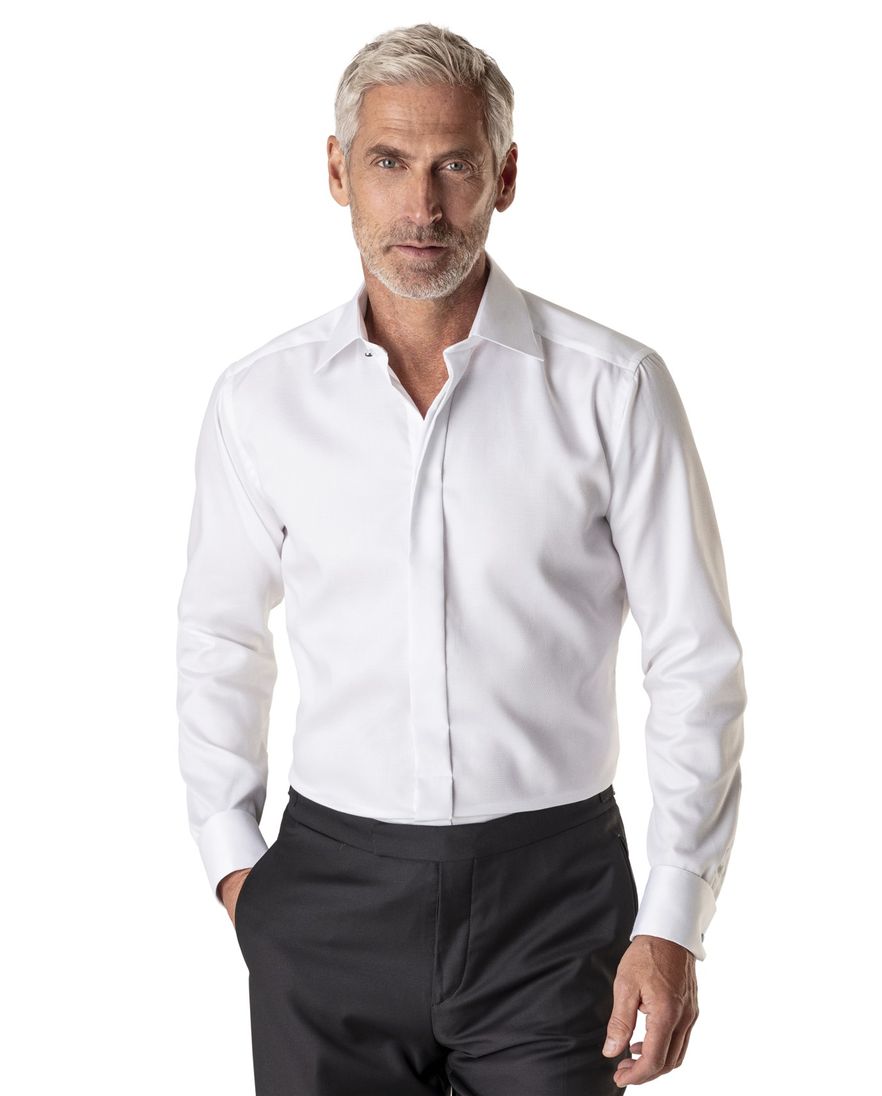 Eton overhemd wit katoen structuur contemporary fit