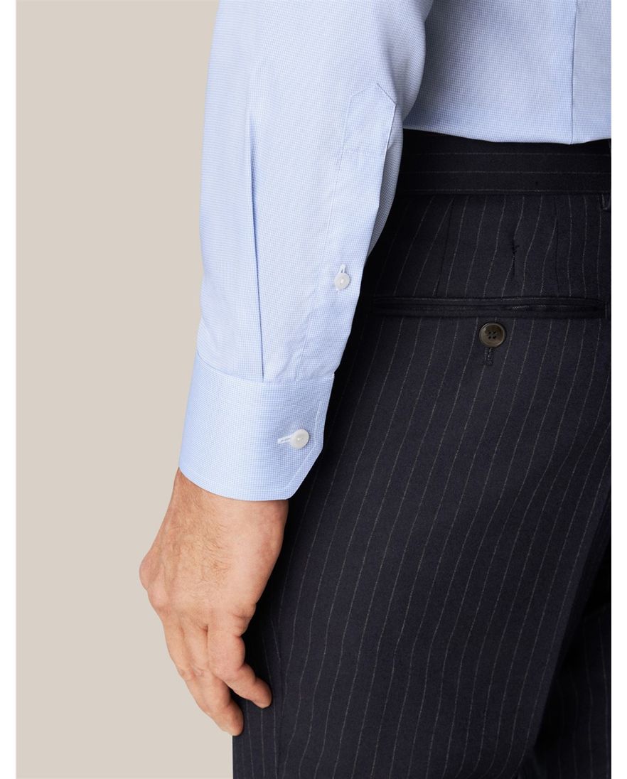 Eton overhemd effen lichtblauw geweven katoen