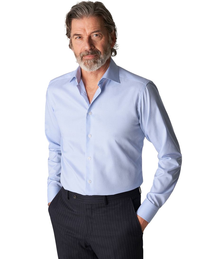 Eton overhemd effen lichtblauw geweven katoen