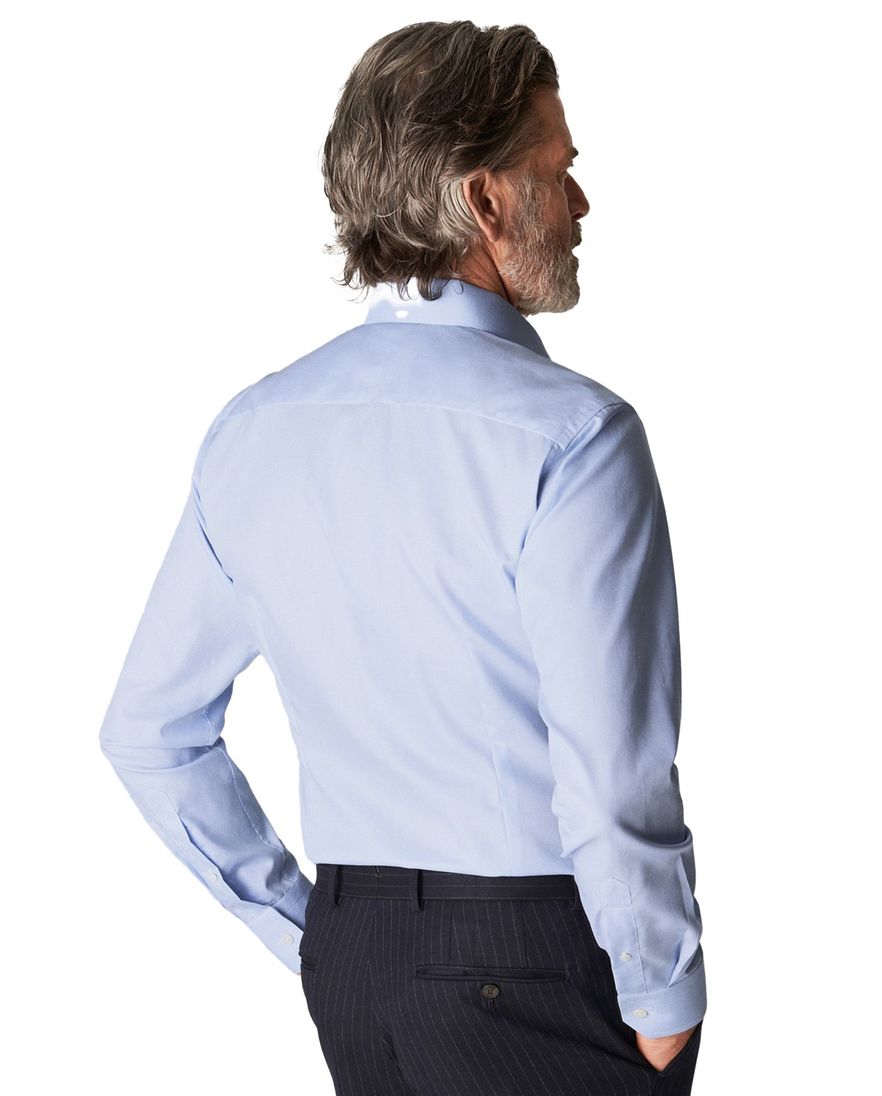 Eton overhemd effen lichtblauw geweven katoen