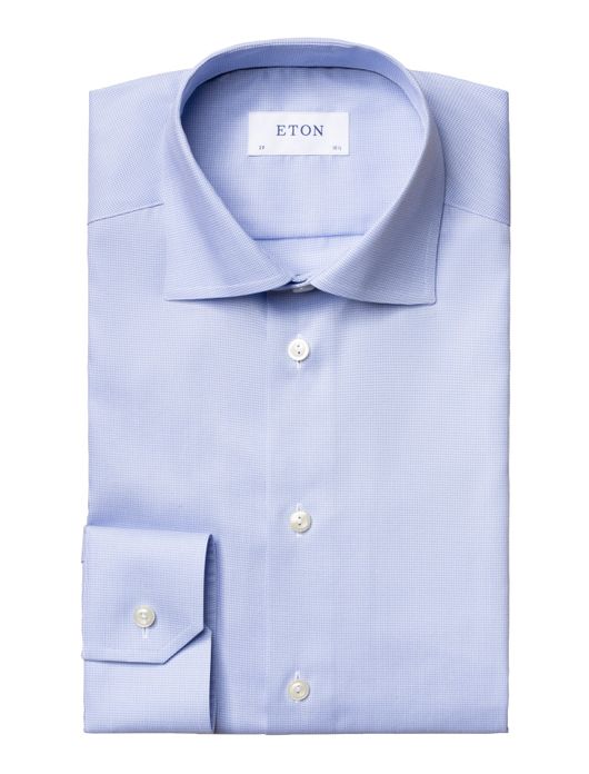 Eton overhemd lichtblauw Fine Twill Hounds Tooth Shirt