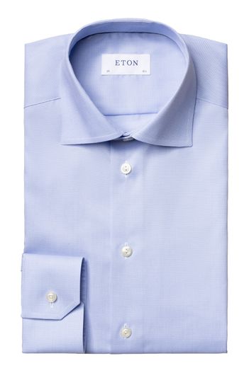 Eton Eton Twill Hounds Tooth overhemd contemporary fit lichtblauw