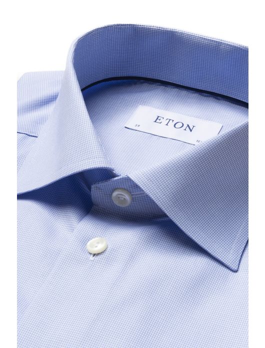 Eton overhemd lichtblauw Fine Twill Hounds Tooth Shirt