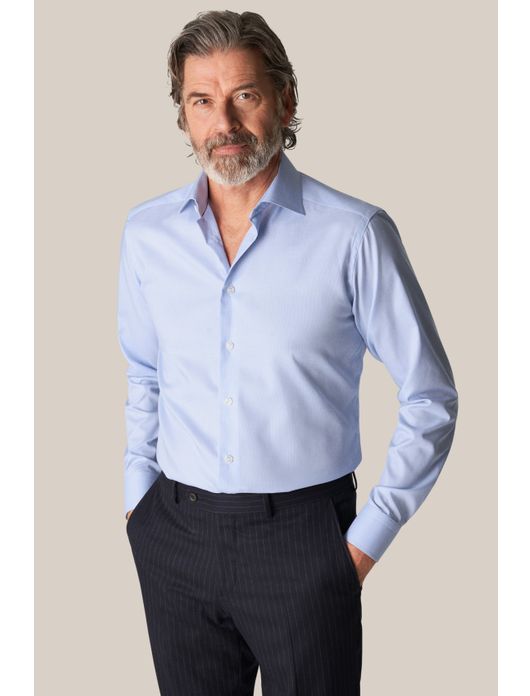 Eton overhemd lichtblauw Fine Twill Hounds Tooth Shirt