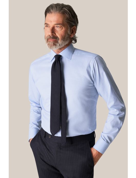 Eton overhemd lichtblauw Fine Twill Hounds Tooth Shirt